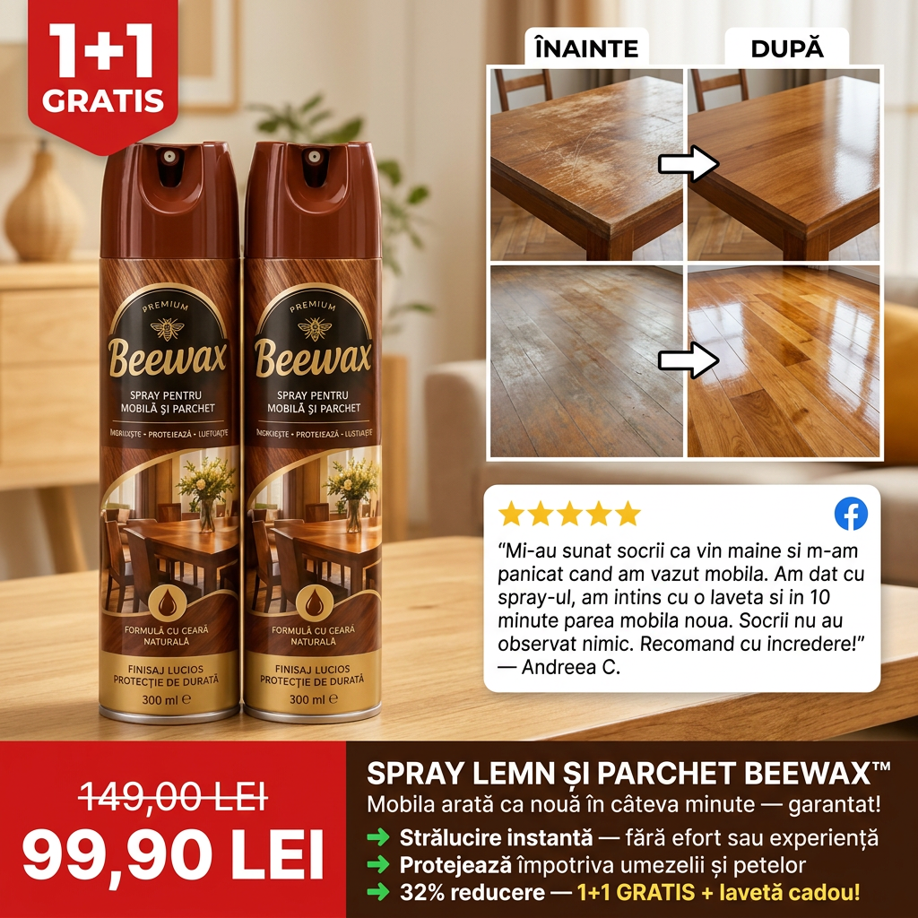 Reduceri de Sezon Facebook ad: SET COMPLET pentru Lemn și Parchet - (750 ML) 1+1 GRATIS