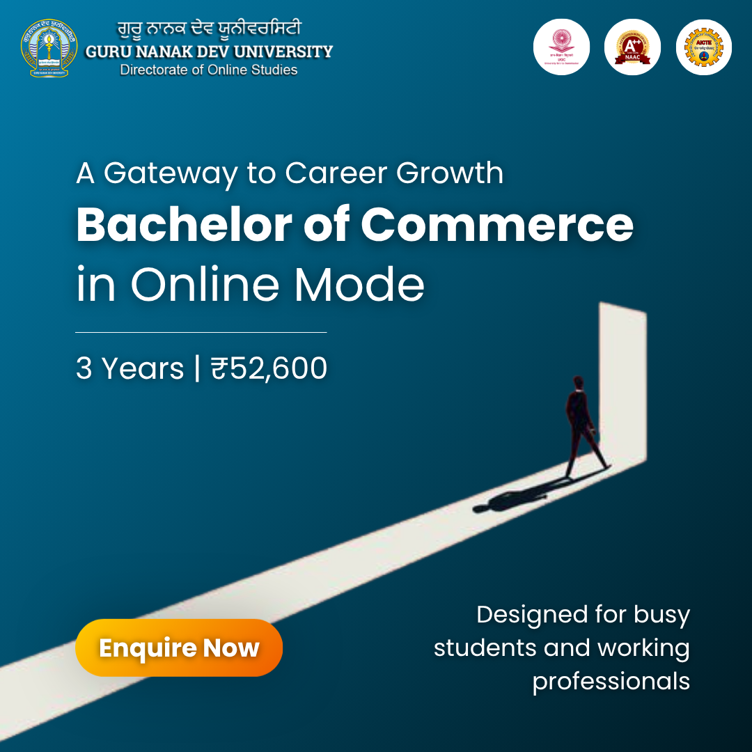 Guru Nanak Dev University - Online Degree Facebook ad: Admissions Open for B.Com Program