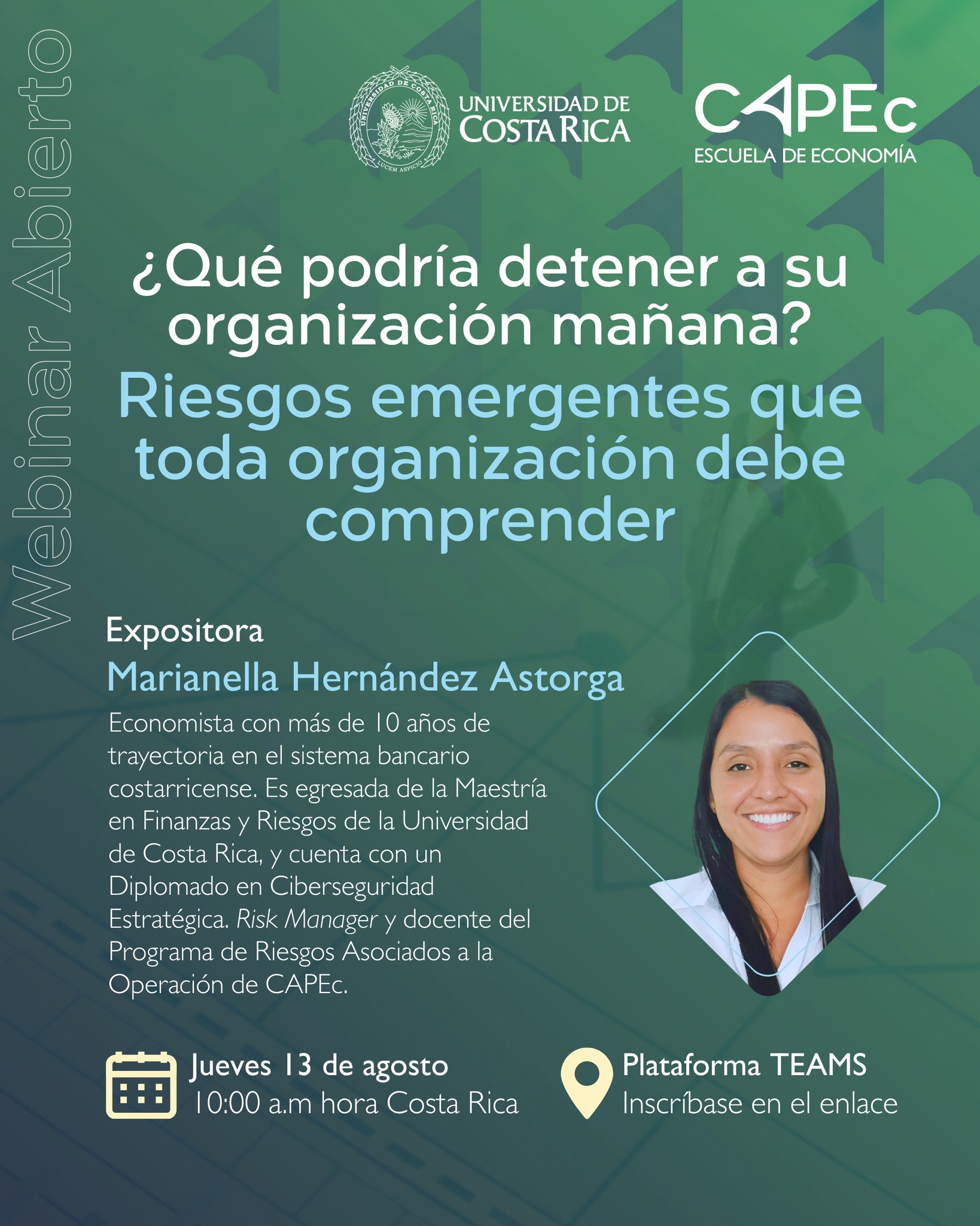 CAPEc Capacitación y Actualización Profesional en Economía-UCR Facebook ad: Microsoft Virtual Events Powered by Teams