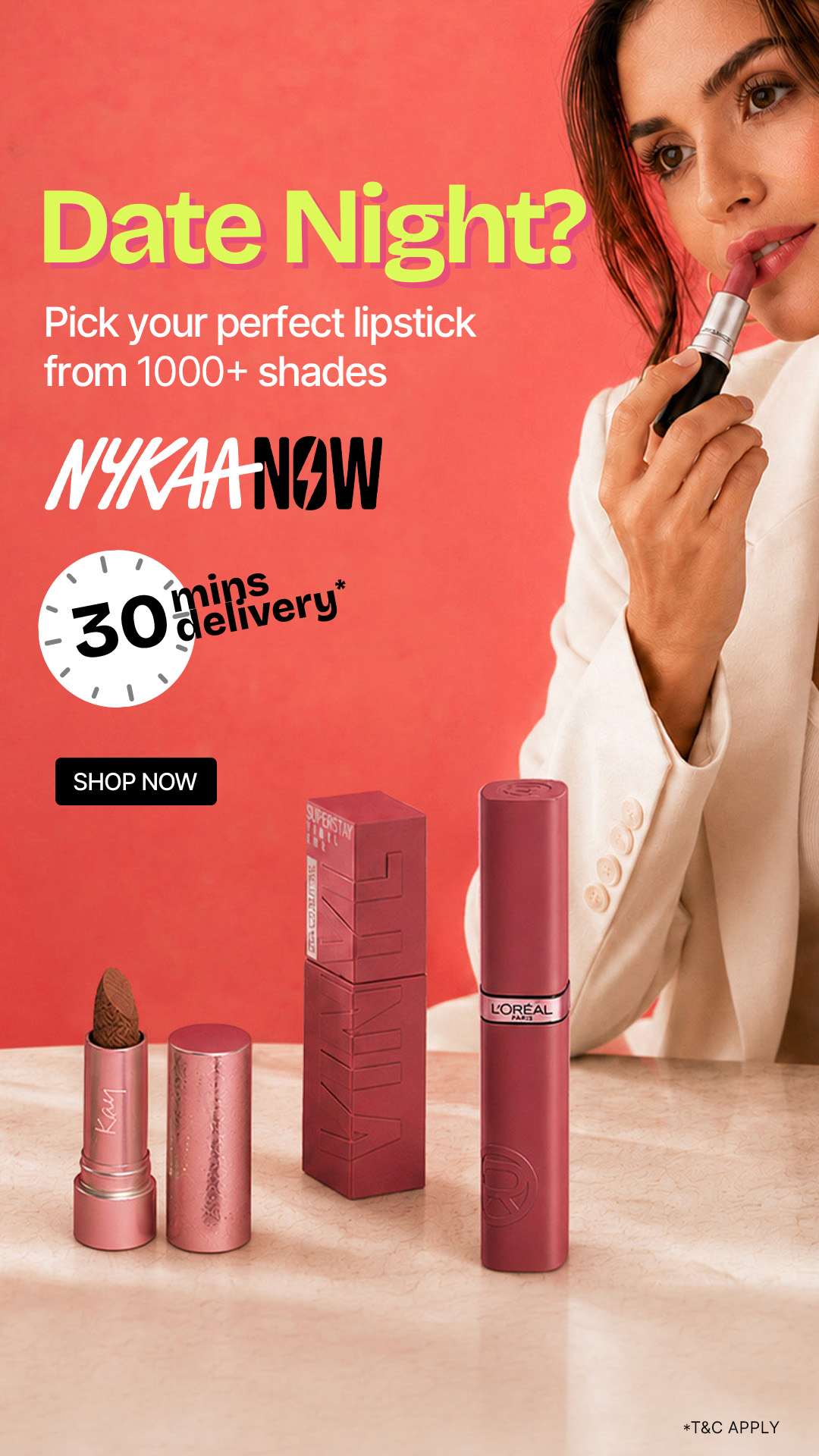 Nykaa Facebook ad: Deliveries Starting in 30 Minutes