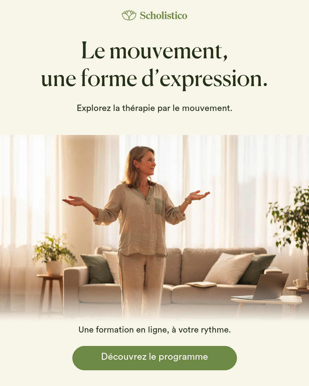 Scholistico en Français Facebook ad: Le mouvement comme expression