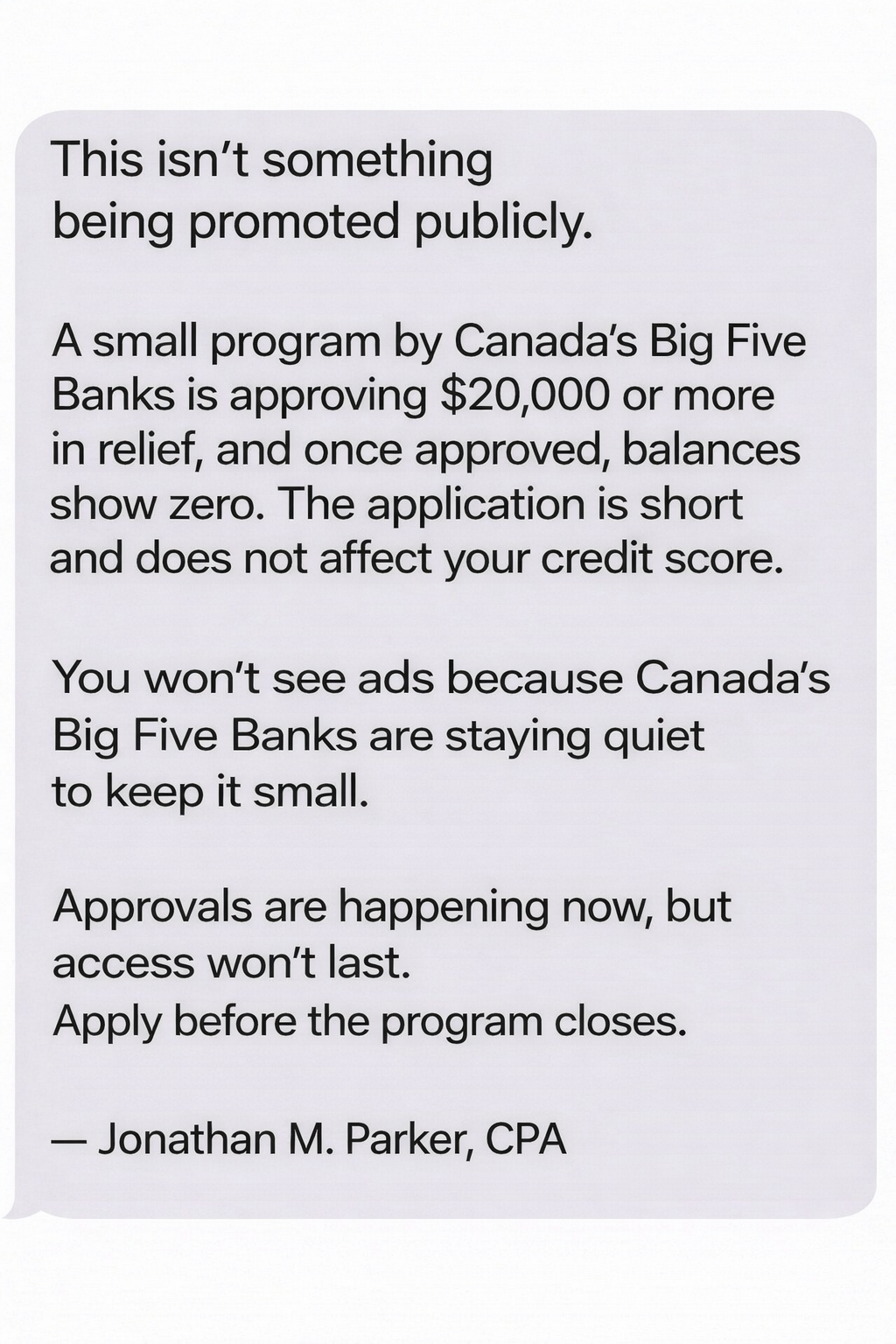 Debt Experts Canada Facebook ad