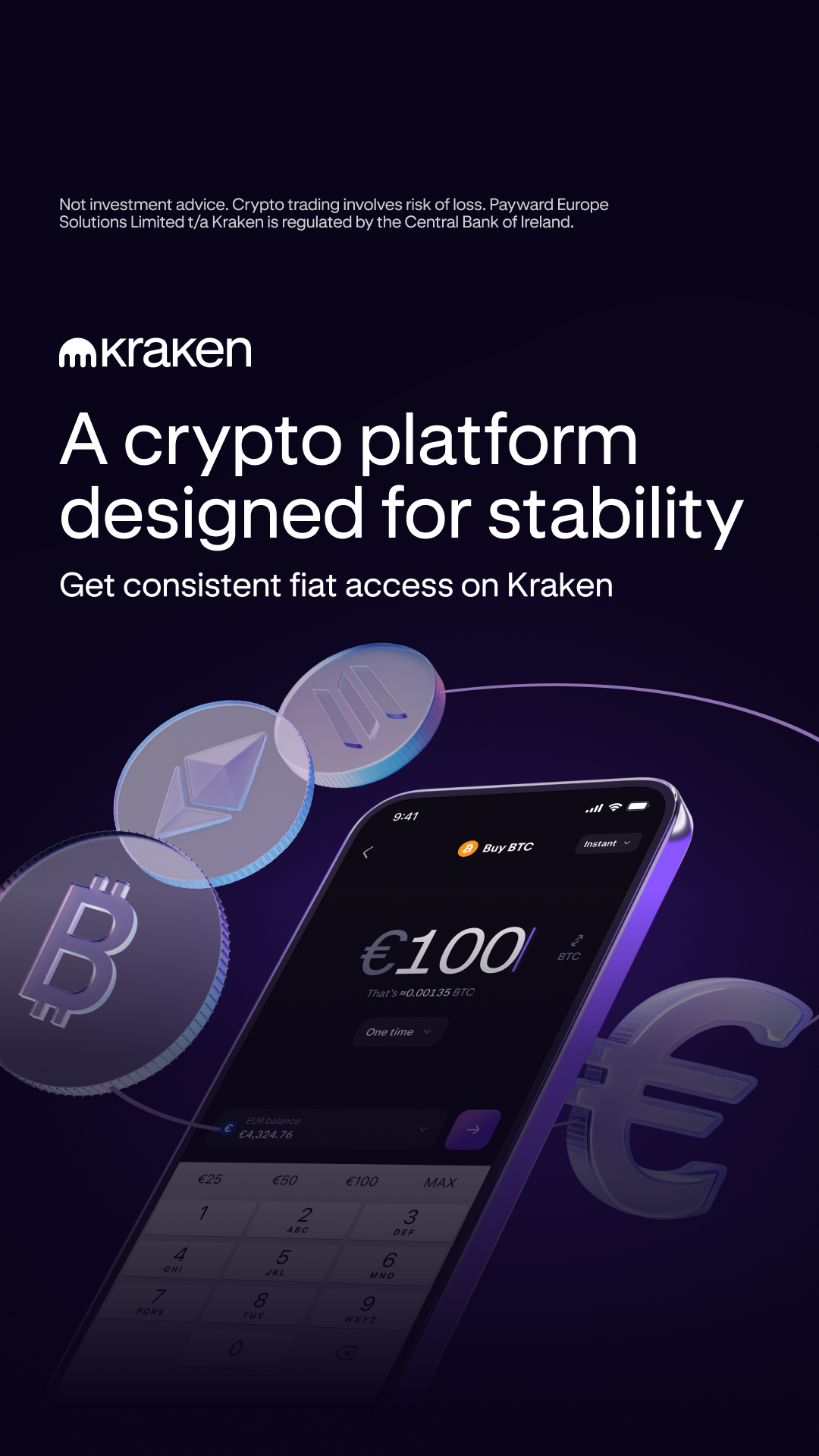Kraken Digital Asset Exchange Facebook ad