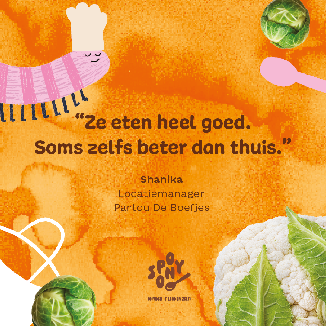 Spoony Facebook ad: Een lunch op de kinderopvang waarbij kinderen groenten…