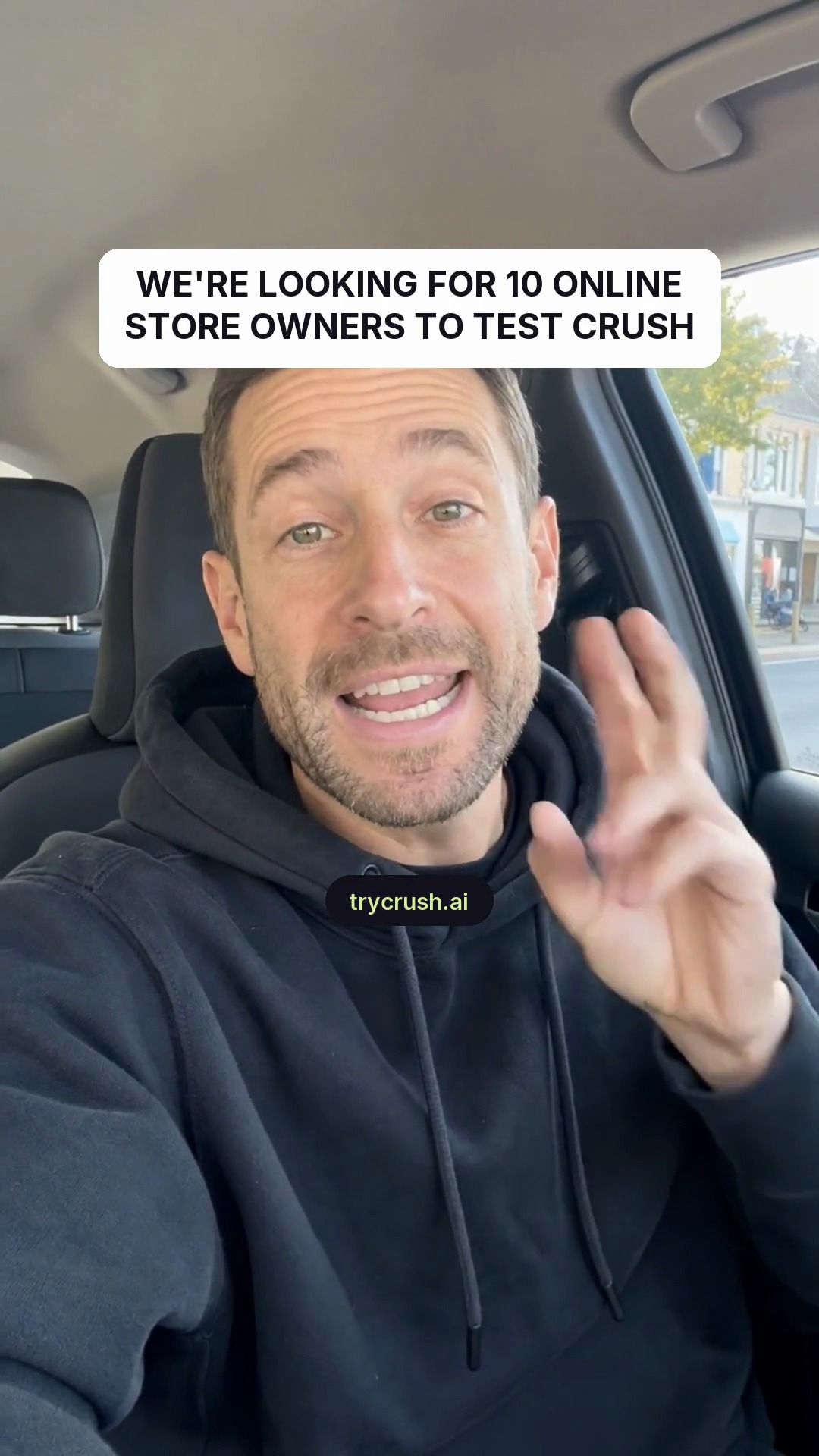 trycrush.ai Facebook ad: Looking for 10 online store owners