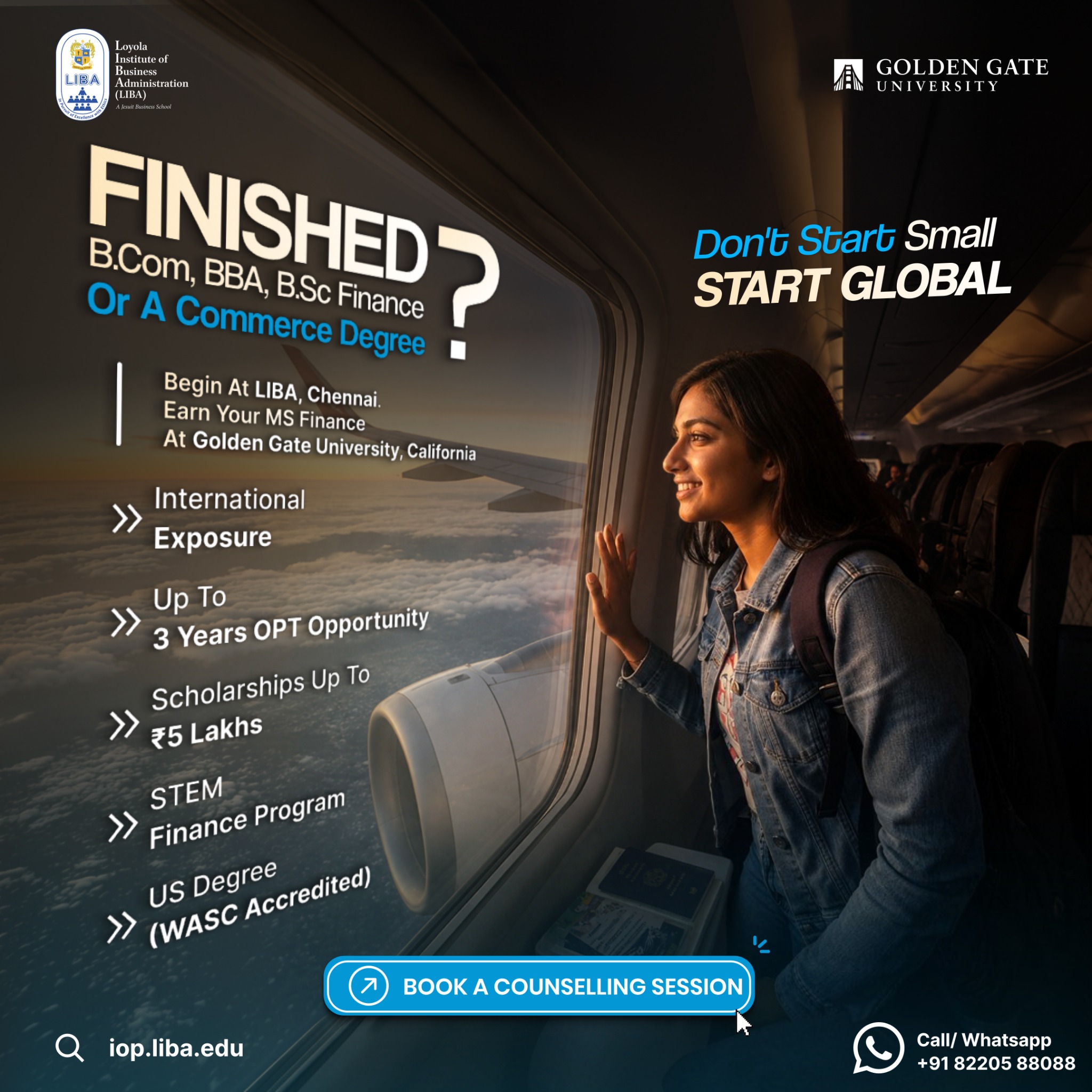LIBA Online Program Facebook ad: MS in Finance for Graduates