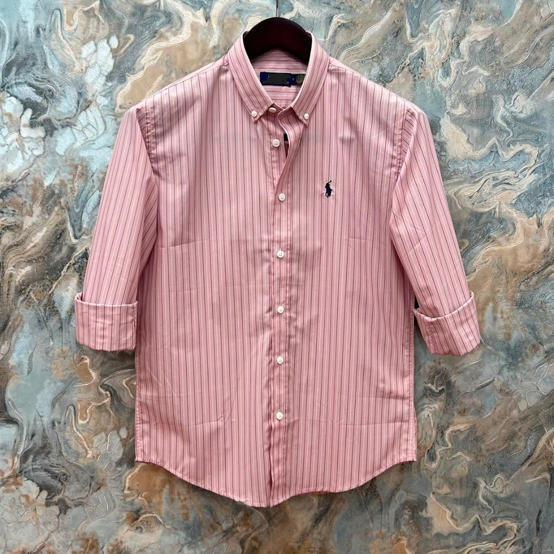 White Tailor Facebook ad: Muted Pink Fine Stripe Stripe full sleeve premium cotton…