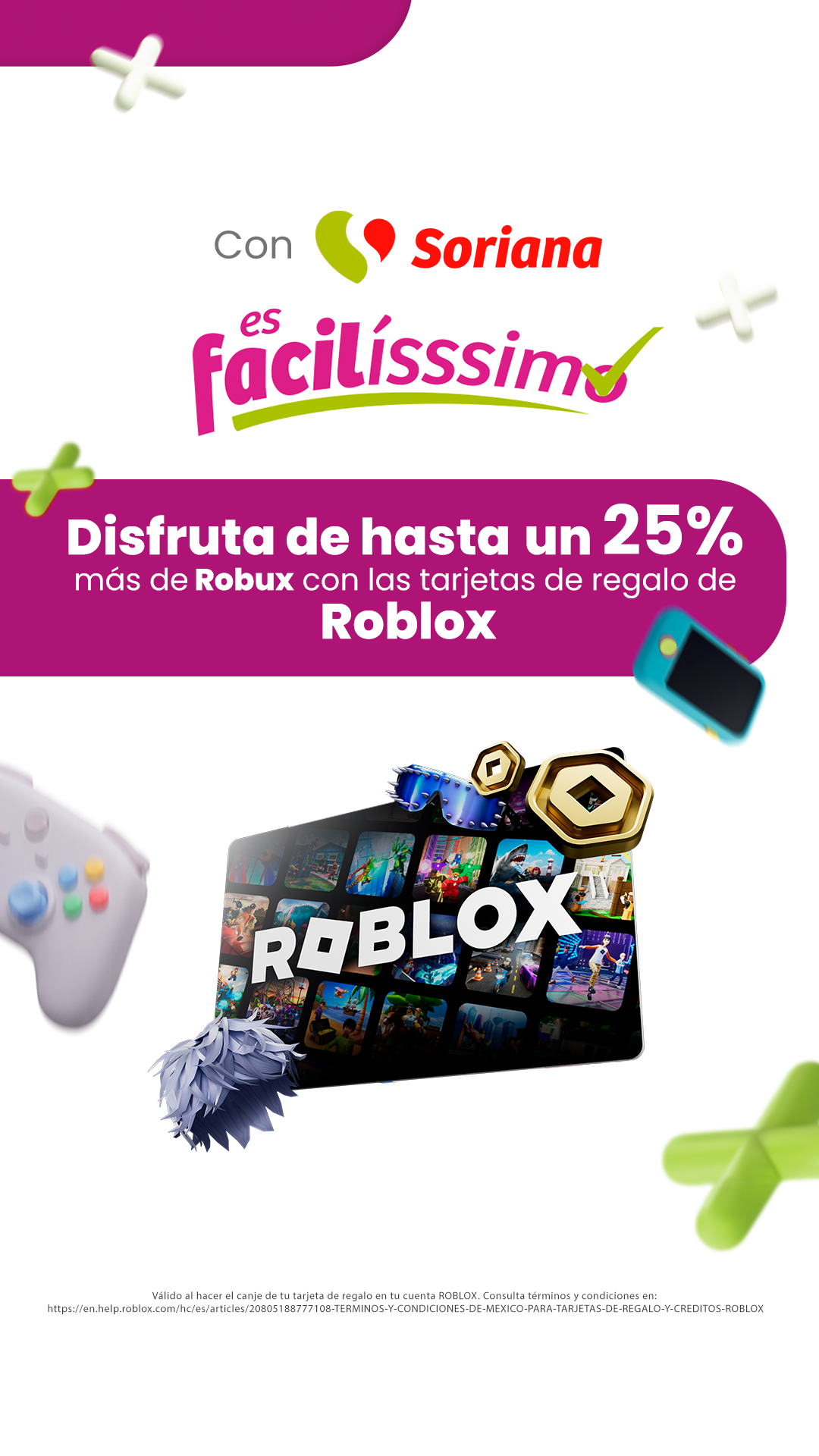 Soriana Facebook ad: ¡Hasta 25% más de Robux!