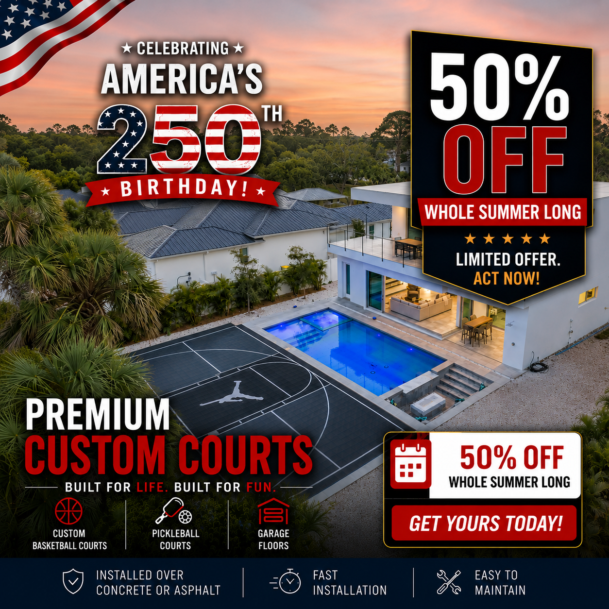 Coast to Coast Courts Facebook ad: Backyard Custom Court