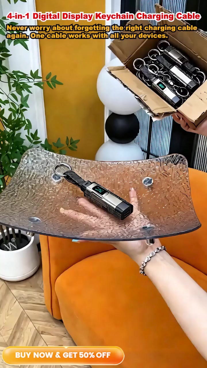 Holdonmy Facebook ad: Multifunctional charging cable with display, compact