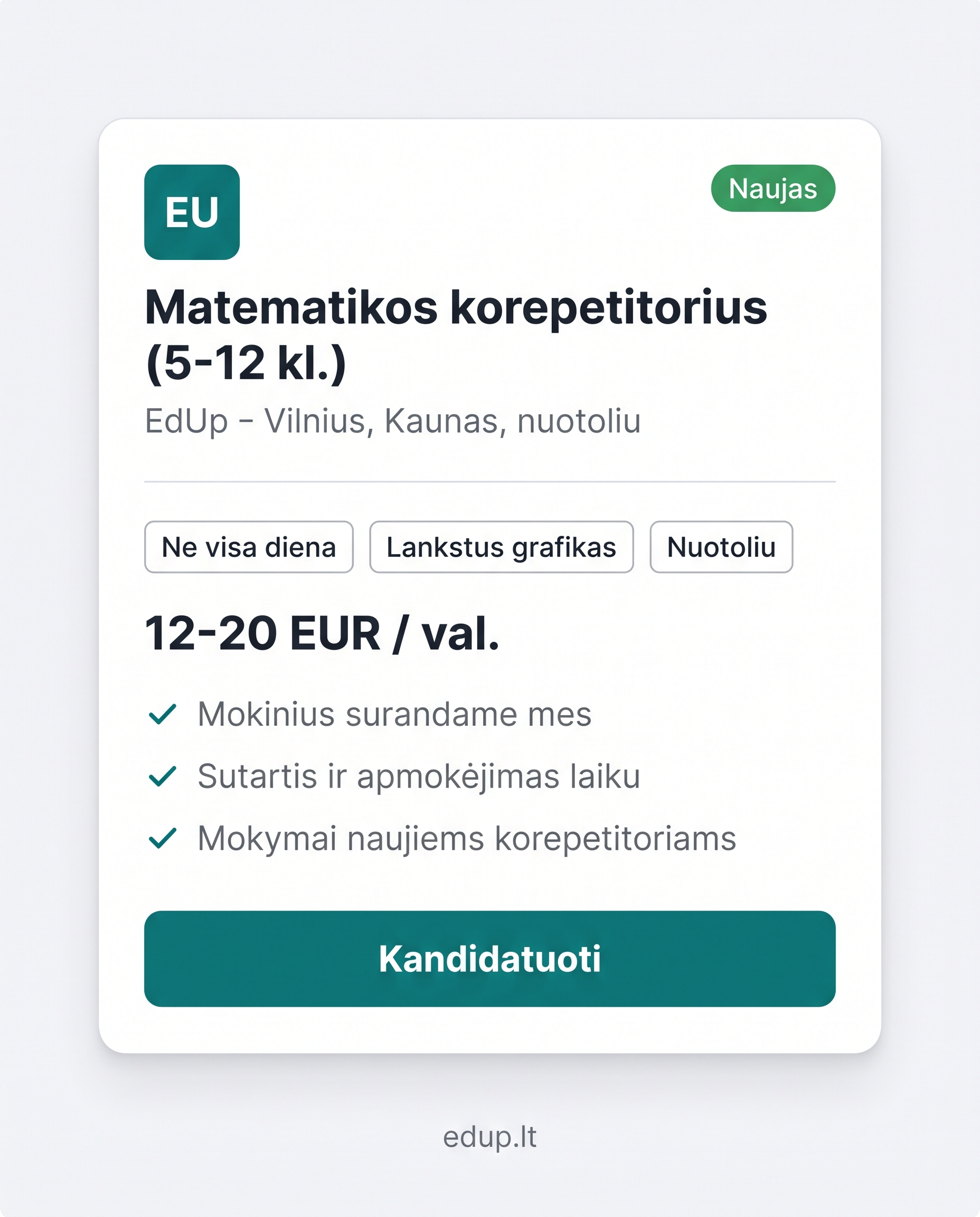 EdUp - pažangus papildomas mokymas Facebook ad from Jul 27, 2026