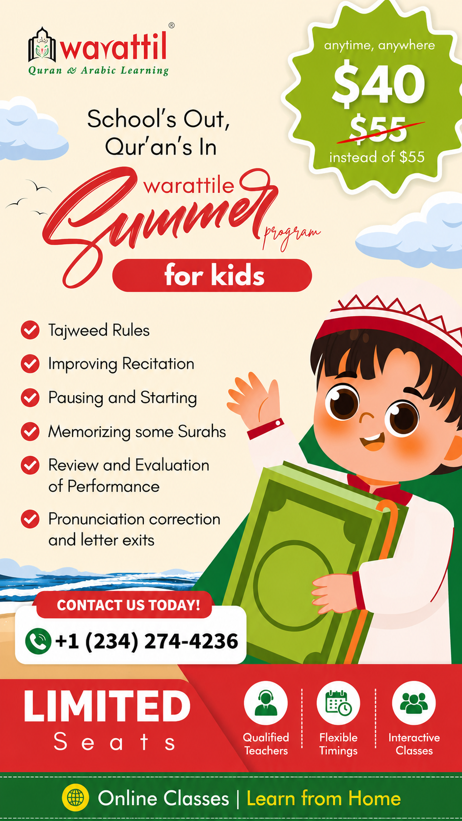 Warattil Facebook ad: Warattil Online Quran Classes for Kids | Free Trial & 20%…