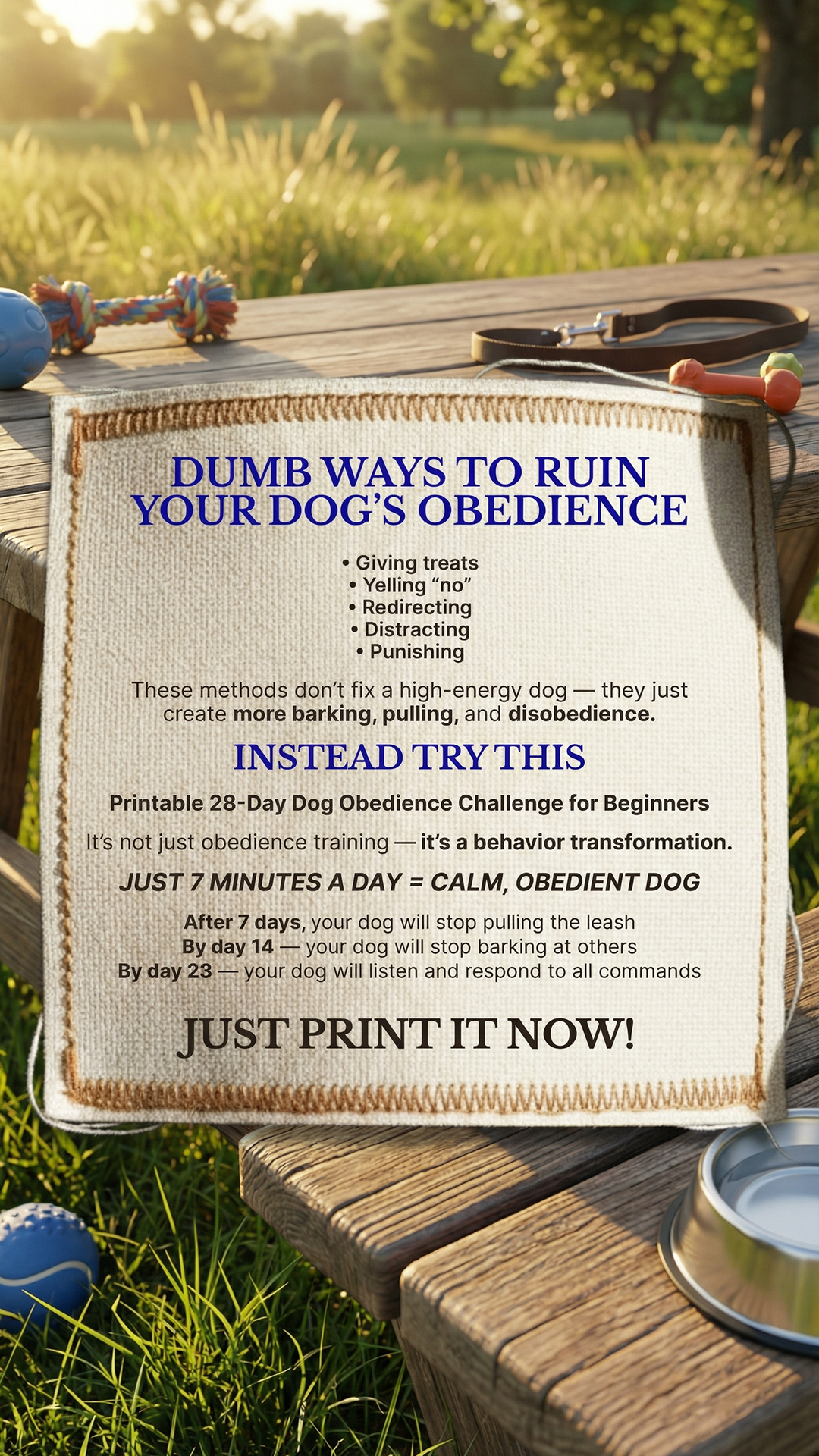 28 Day Dog Obedience Challenge Facebook ad