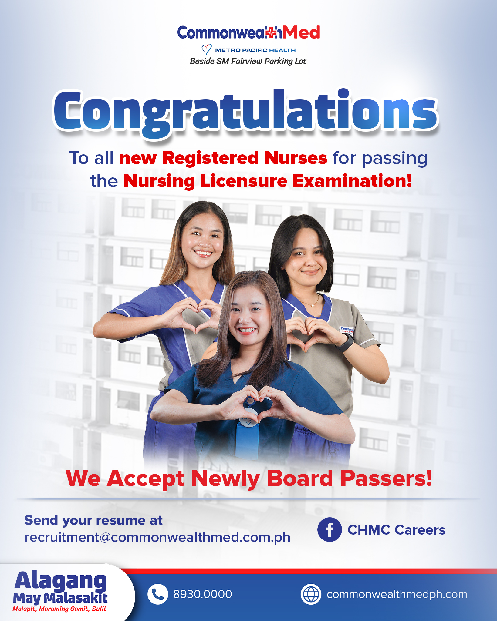 CHMC Careers Facebook ad: Congratulations to all newly registered nurses!