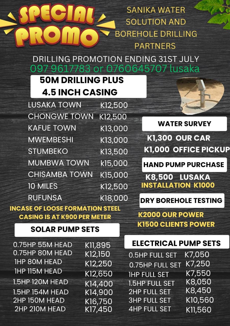 Sanika Water Solution Zambia Facebook ad from Jun 1, 2026
