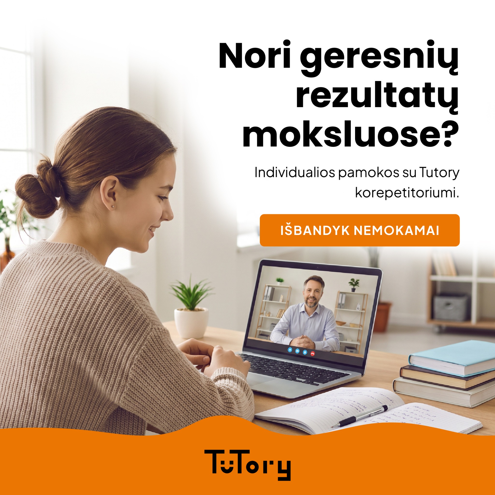 Tutory.lt Facebook ad: Korepetitoriai