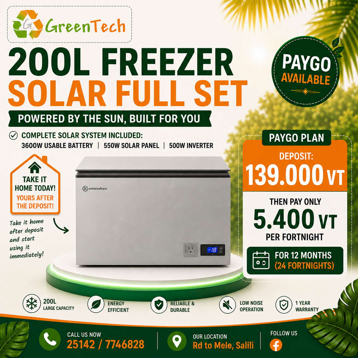 GreenTech Vanuatu Facebook ad: Chat in Messenger