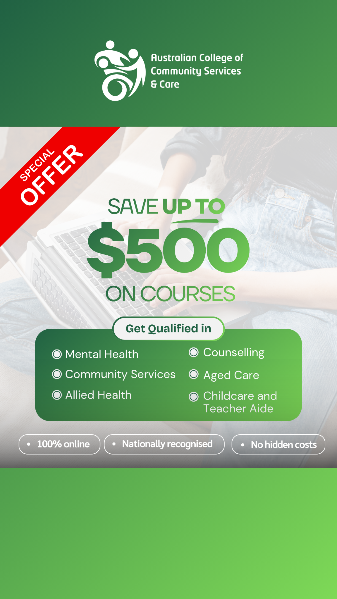 Australian College of Community Services and Care Facebook ad