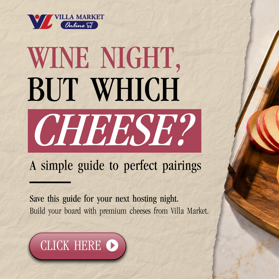 Villa Market - วิลล่า มาร์เก็ท Facebook ad: เลือกชีสที่ใช่ พร้อมไอเดียจับคู่กับผลไม้ แครกเกอร์…