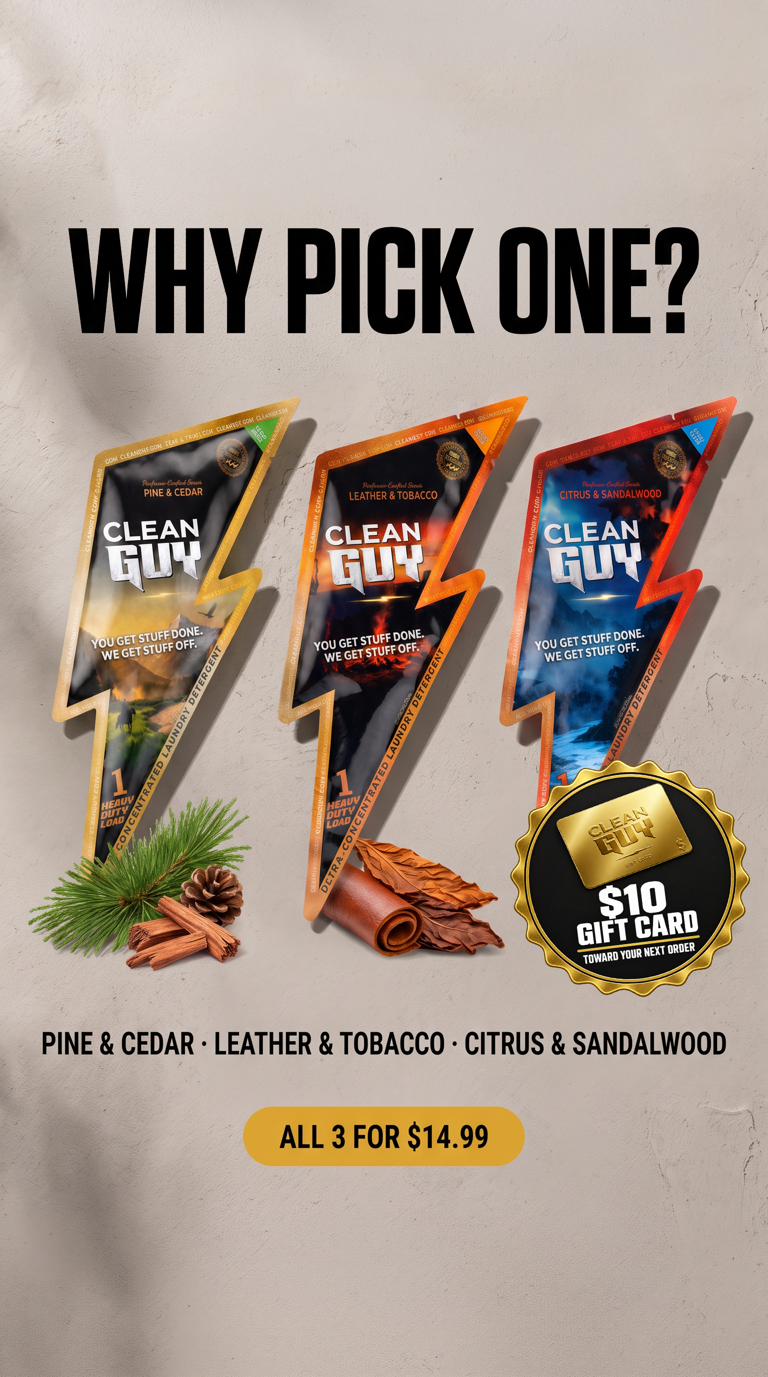Clean Guy Facebook ad: Find Your Scent. Get $10 Back.