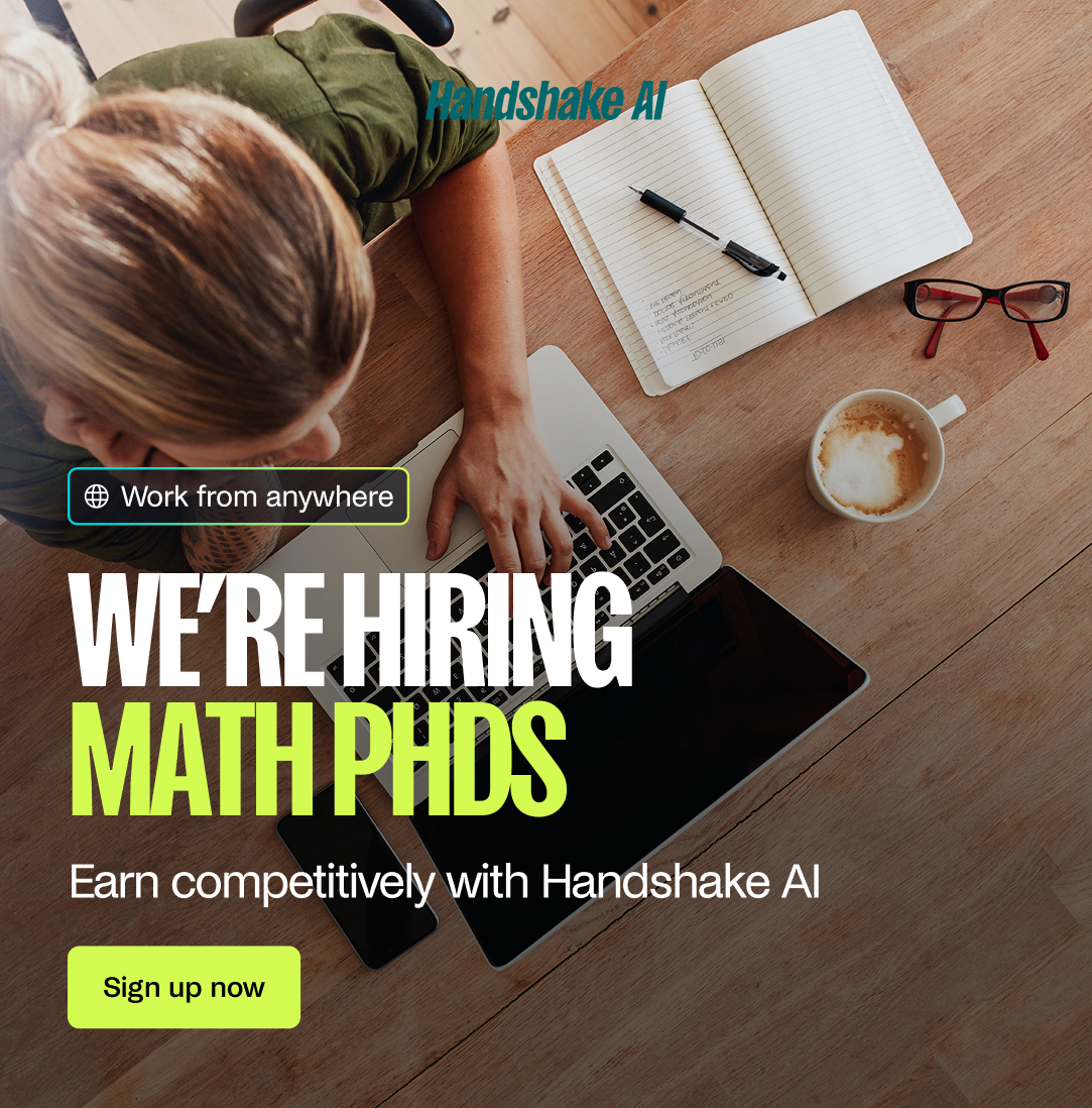 Handshake AI Facebook ad: Calling Math PhDs to Join a Paid Remote Project