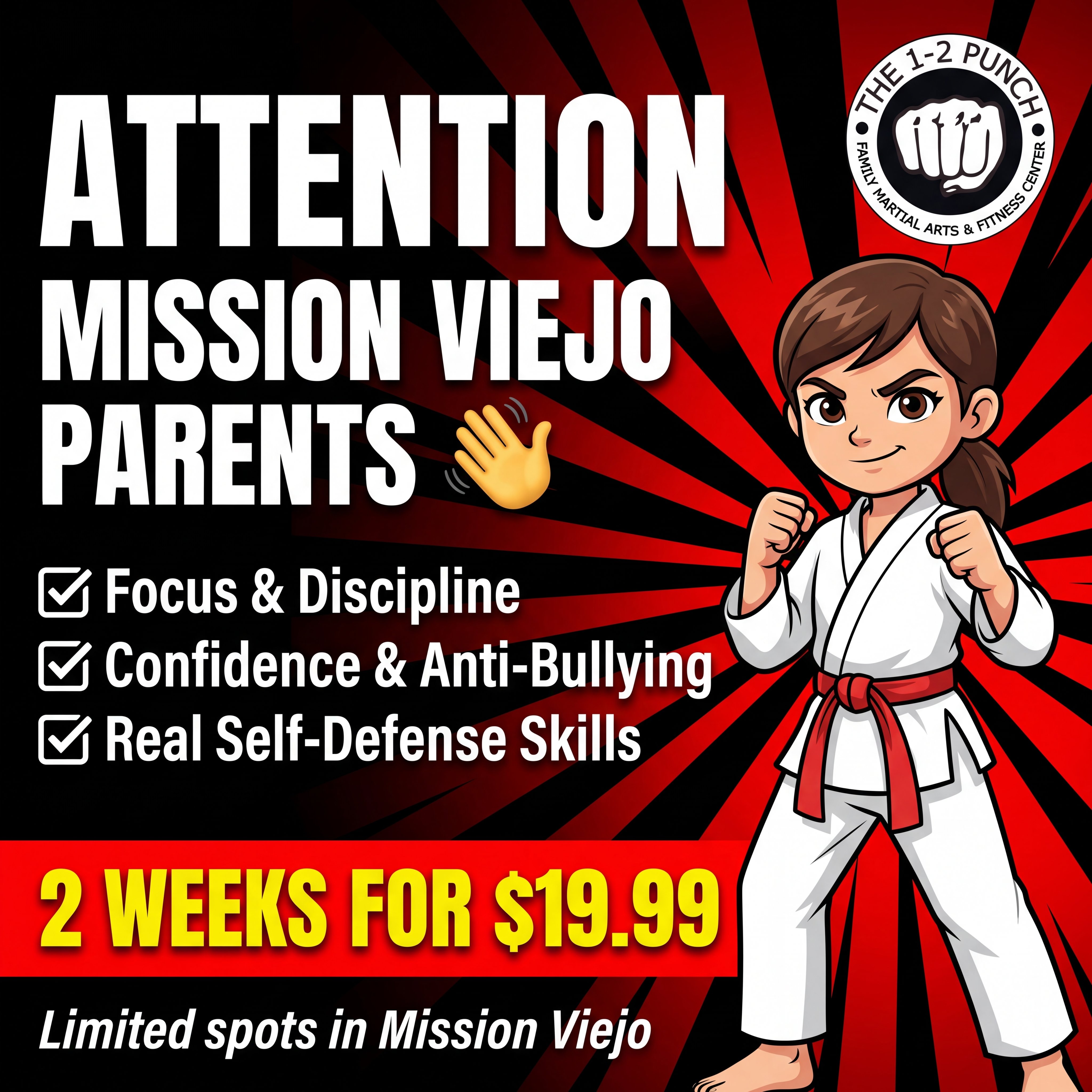 The 1-2 Punch Family Martial Arts & Fitness Center Facebook ad
