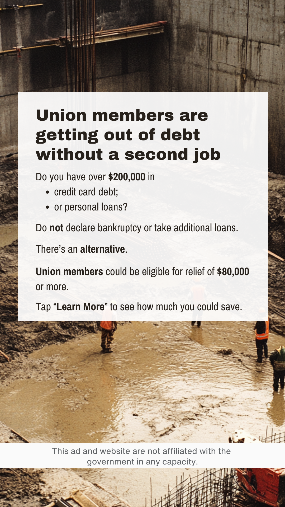 Union Debt Assistance Facebook ad