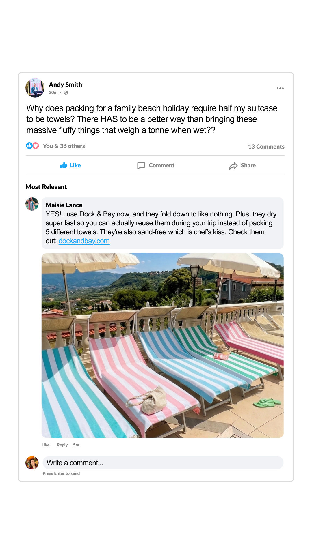Dock & Bay Facebook ad