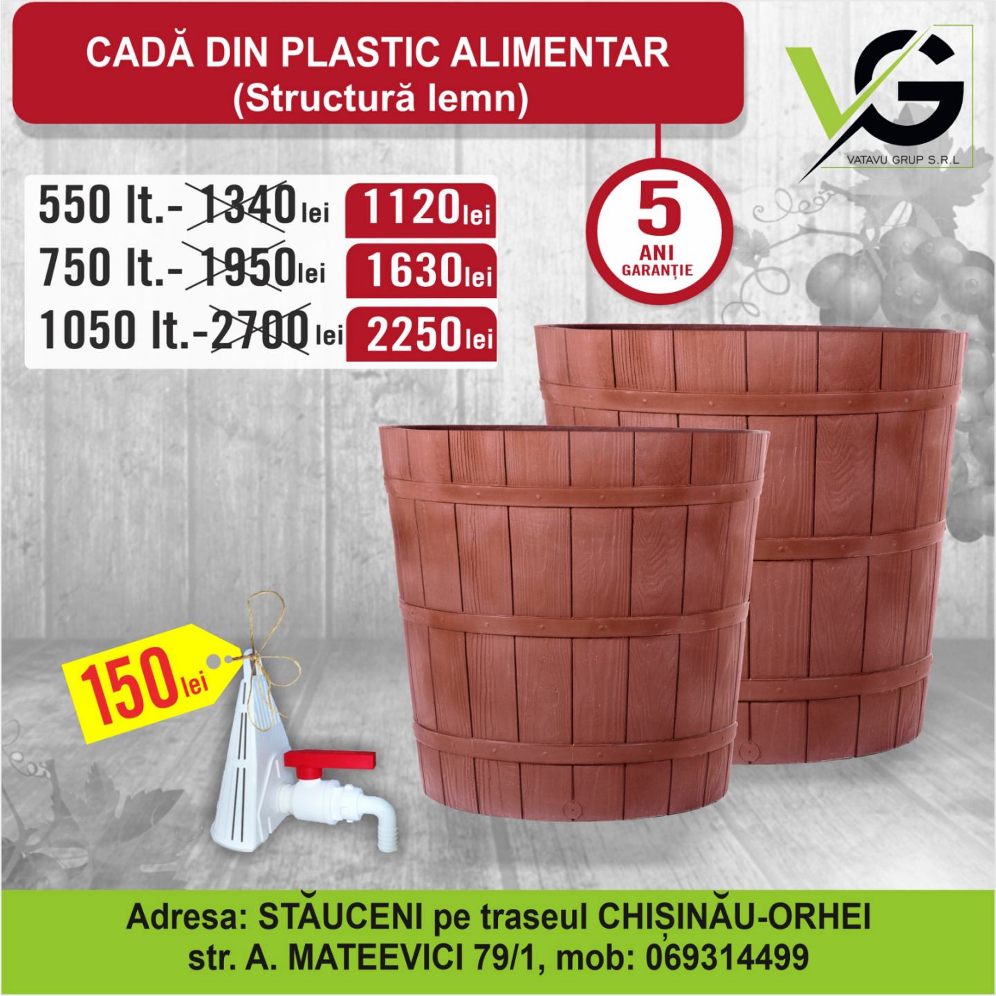 Vatavu Grup - Tehnica si utilaj agricol Facebook ad: BUTOAIE, REZERVOARE, CĂZI