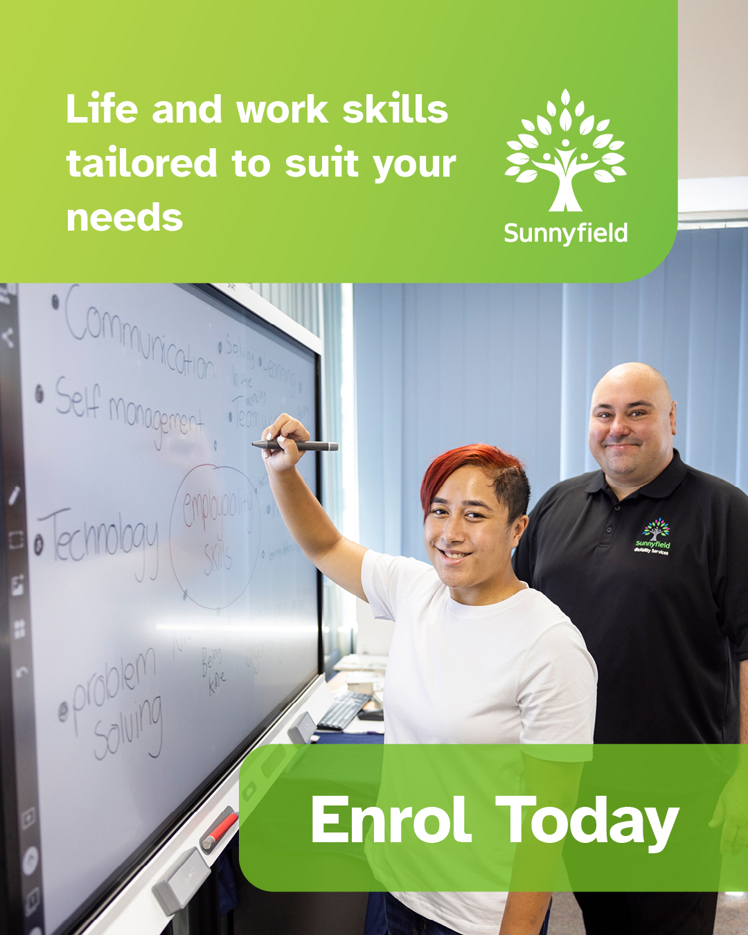 Sunnyfield Disability Services Facebook ad: Your future is waiting.