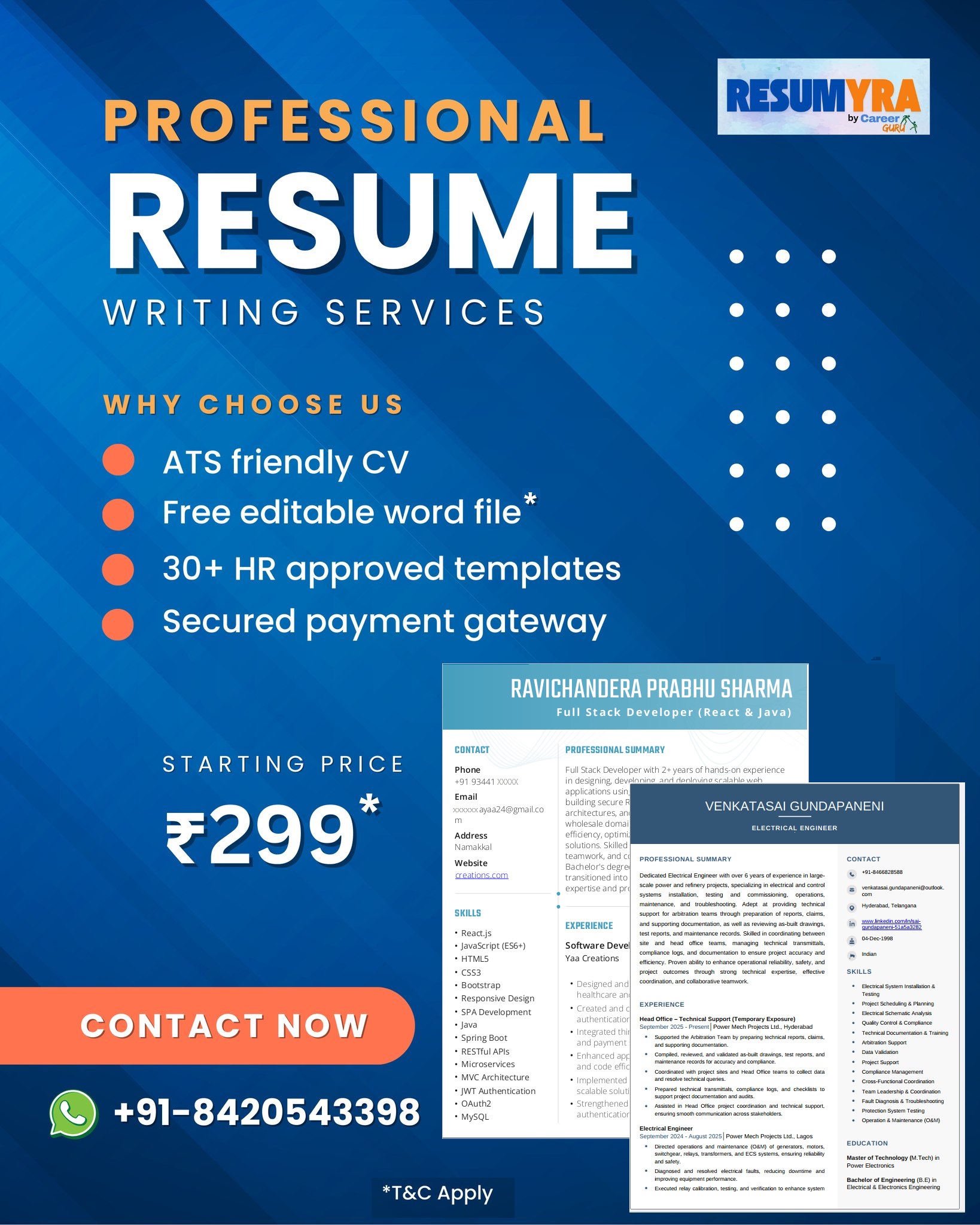 Resumyra by CareerGuru Facebook ad: Get a Professional Resume for Just ₹299*
