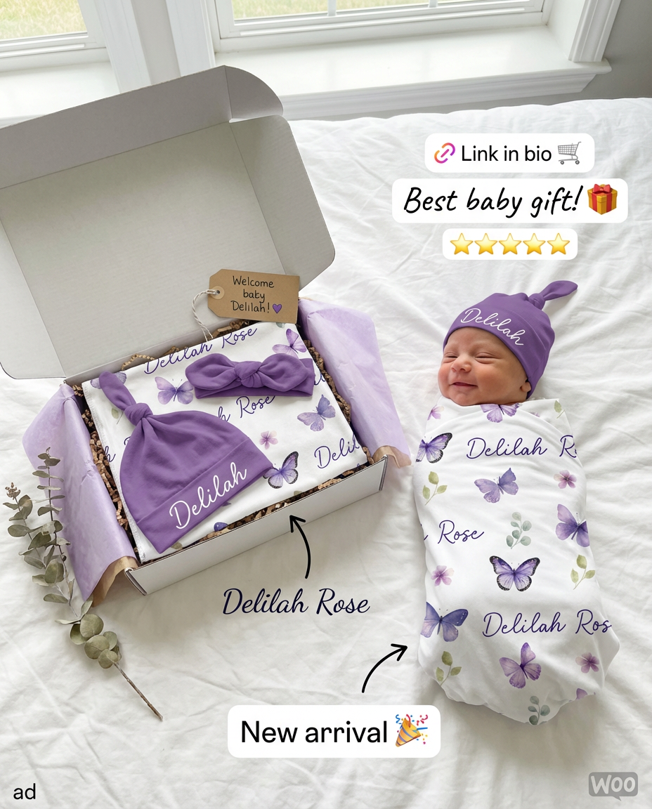 Prettybirds Facebook ad: Arrives Gift-Ready. Personalized in 24 Hours.
