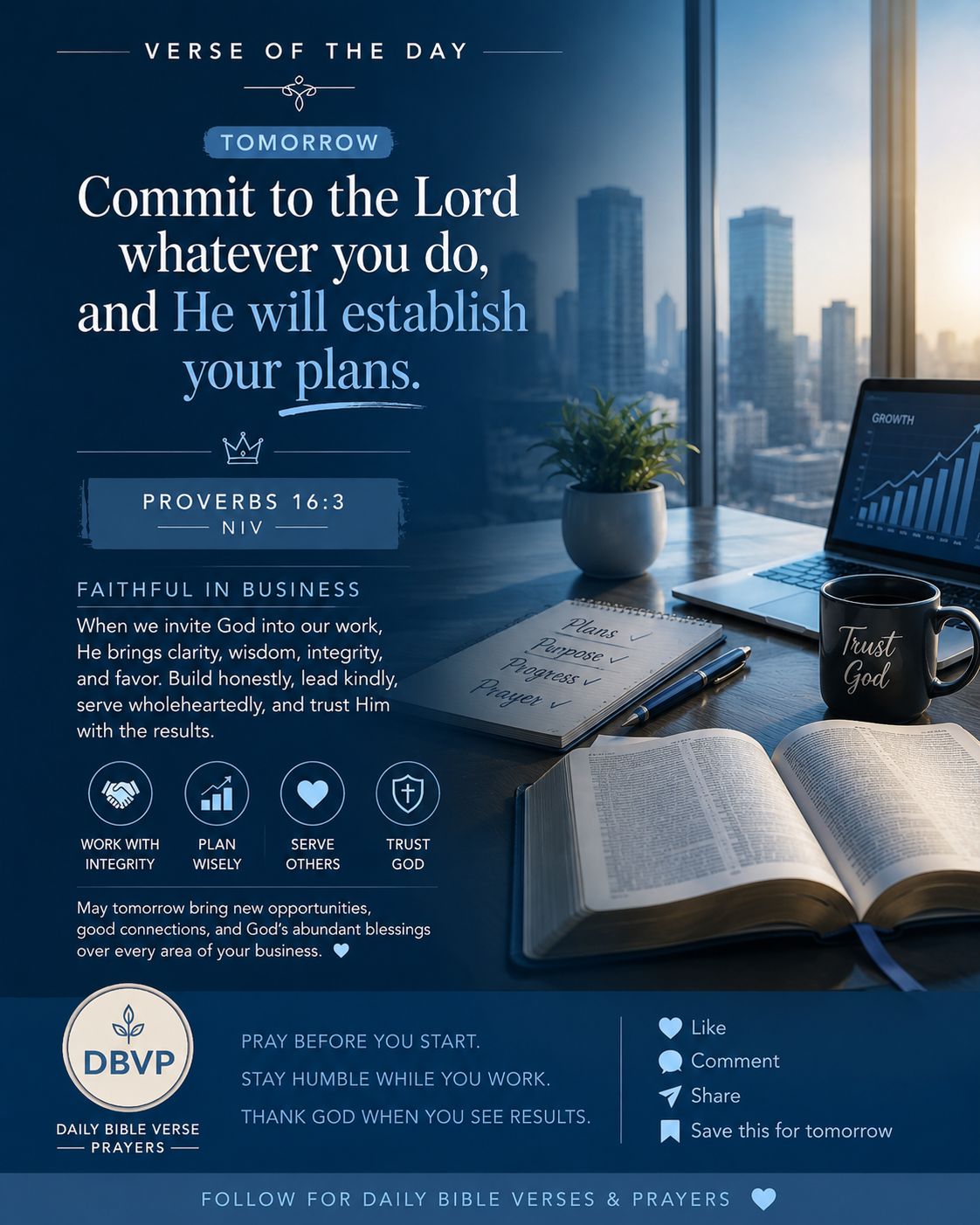 Daily Bible Verse & Prayer Facebook ad: BUSINESS & FAITH