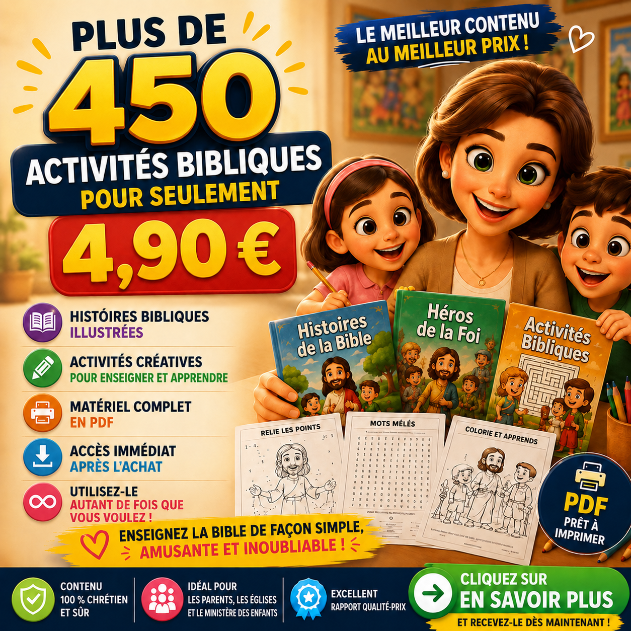Les graines du christ Facebook ad: Plus de 450 activités bibliques