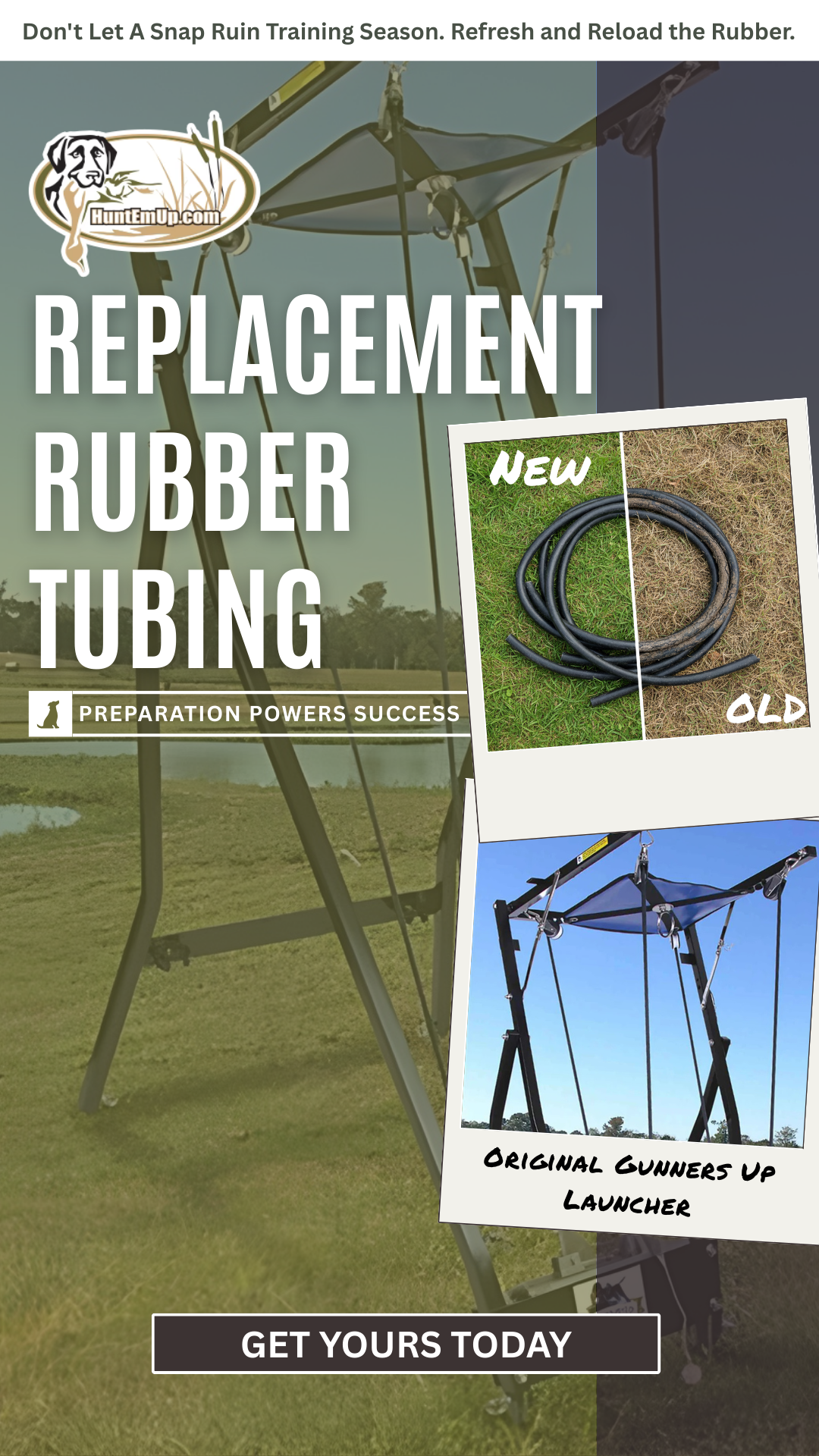 HuntEmUp.com Facebook ad: Replacement Rubber Tubing for Bird Launchers
