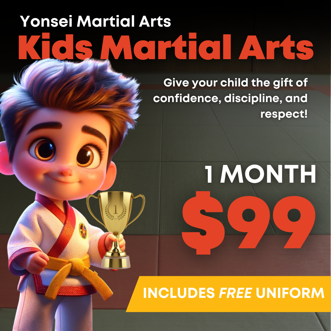 Yonsei Martial Arts Academy Facebook ad: 1 Month of Martial Arts for $99 + FREE Uniform