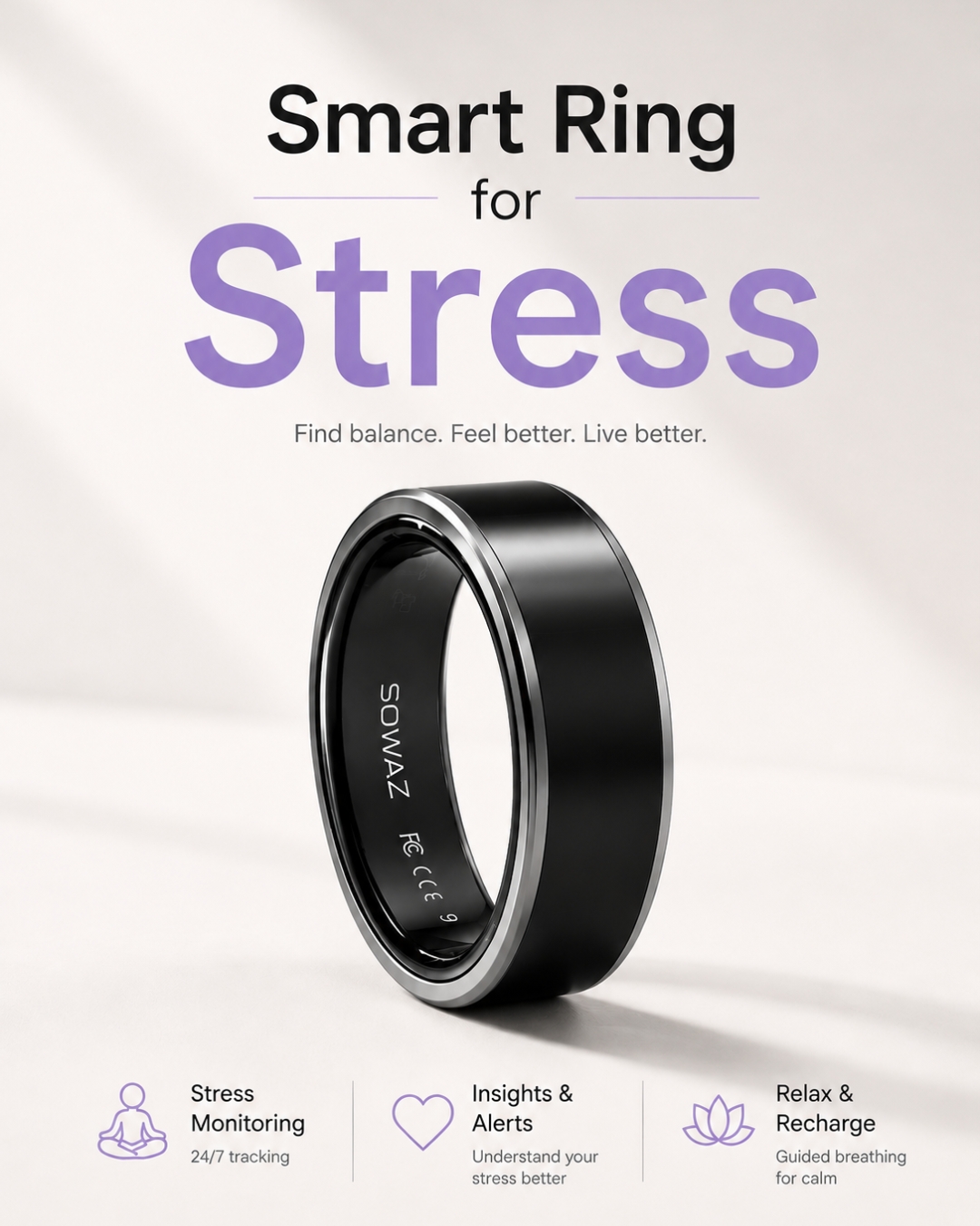 SOWAZ Facebook ad: Track Your Stress Daily