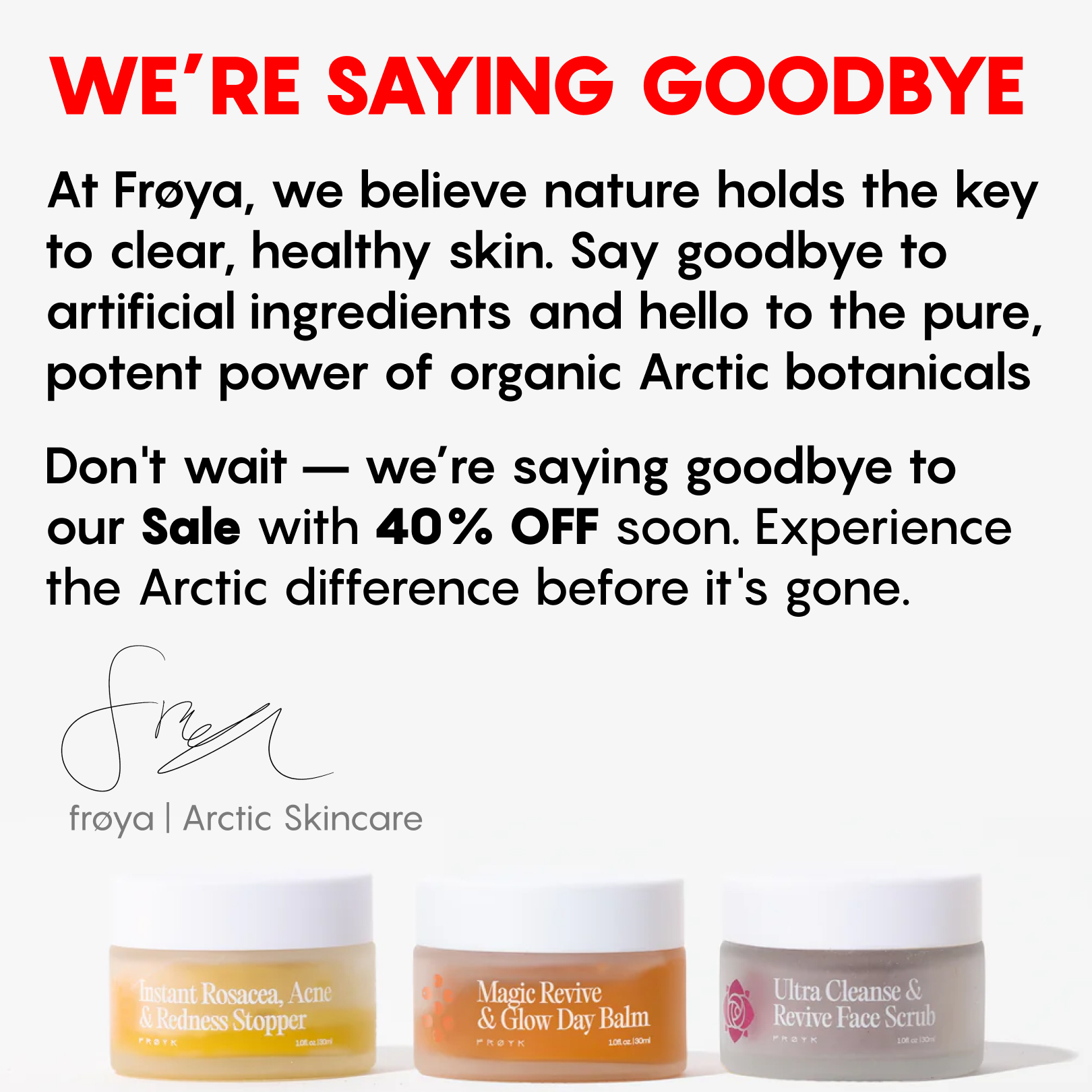 Frøya Organics Facebook ad