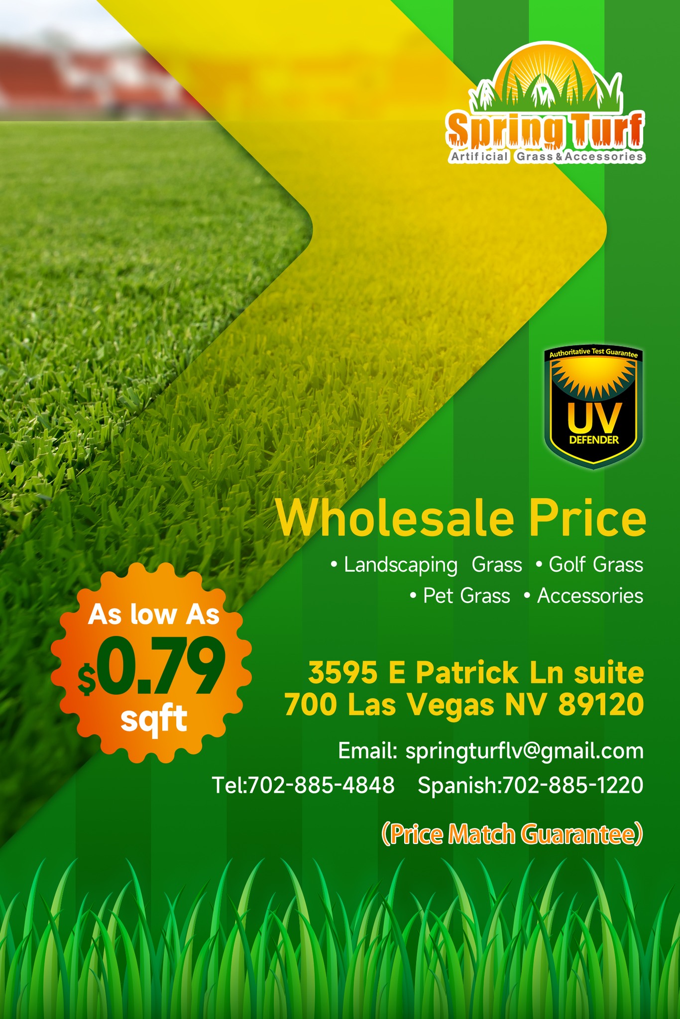 Spring Turf LasVegas Facebook ad: Spring Turf, Your Artificial Grass Wholesale Supplier