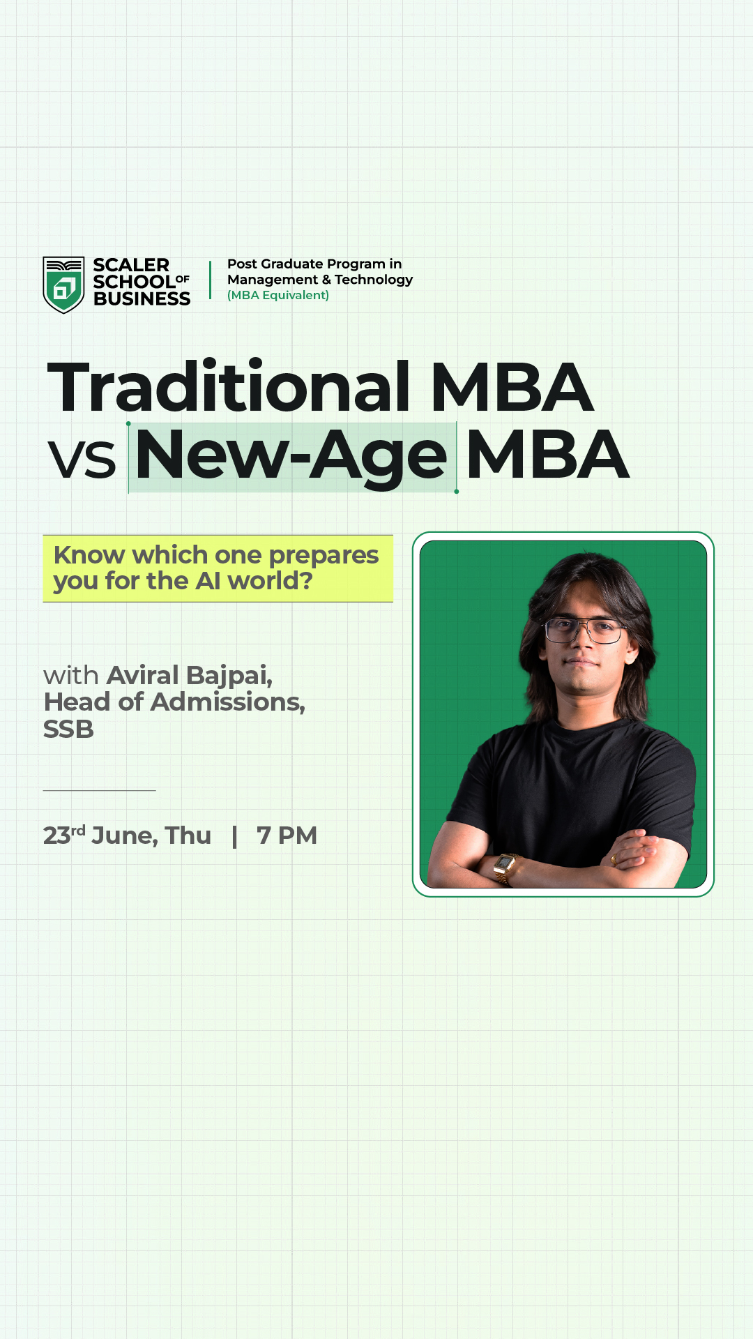 Scaler School of Business Facebook ad