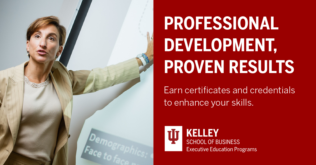 Indiana University Kelley School of Business Facebook ad: Online business courses
