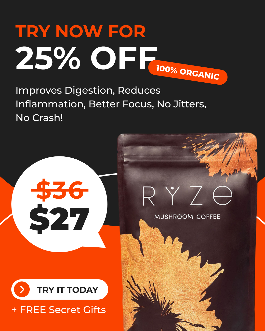 RYZE Superfoods Facebook ad