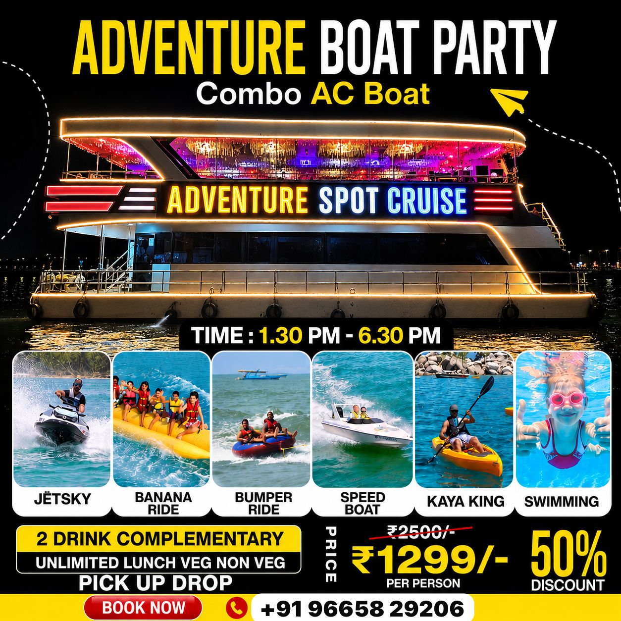 trip4adventures Facebook ad: Goa’s Most Booked Party Boat