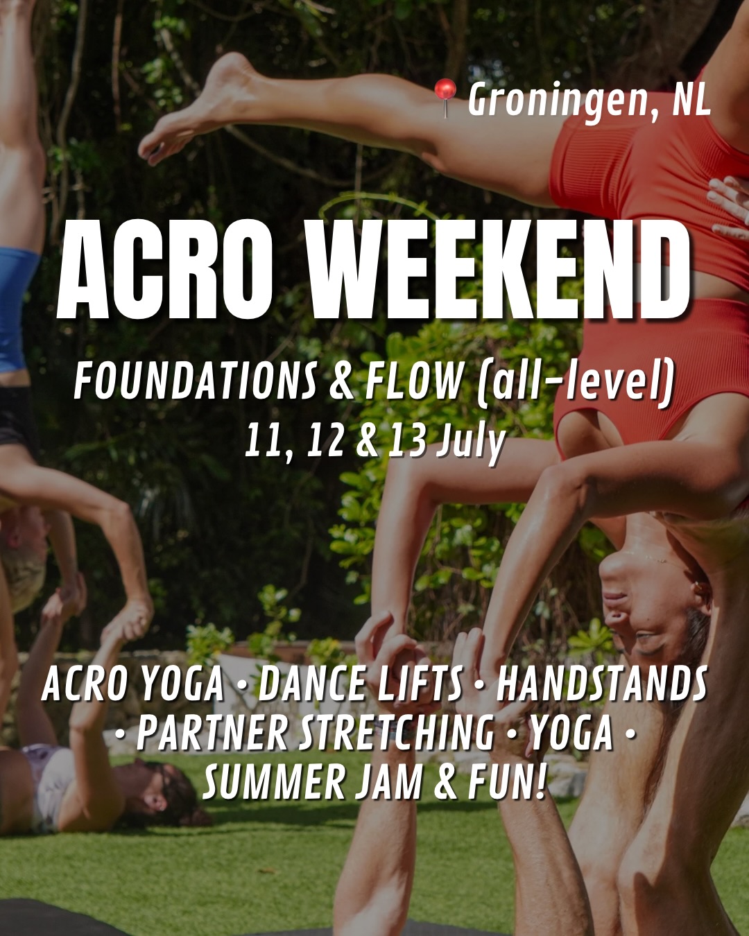 The Poleground Facebook ad: Acro Summer Weekend: Foundations & Flow (all-level, 10…