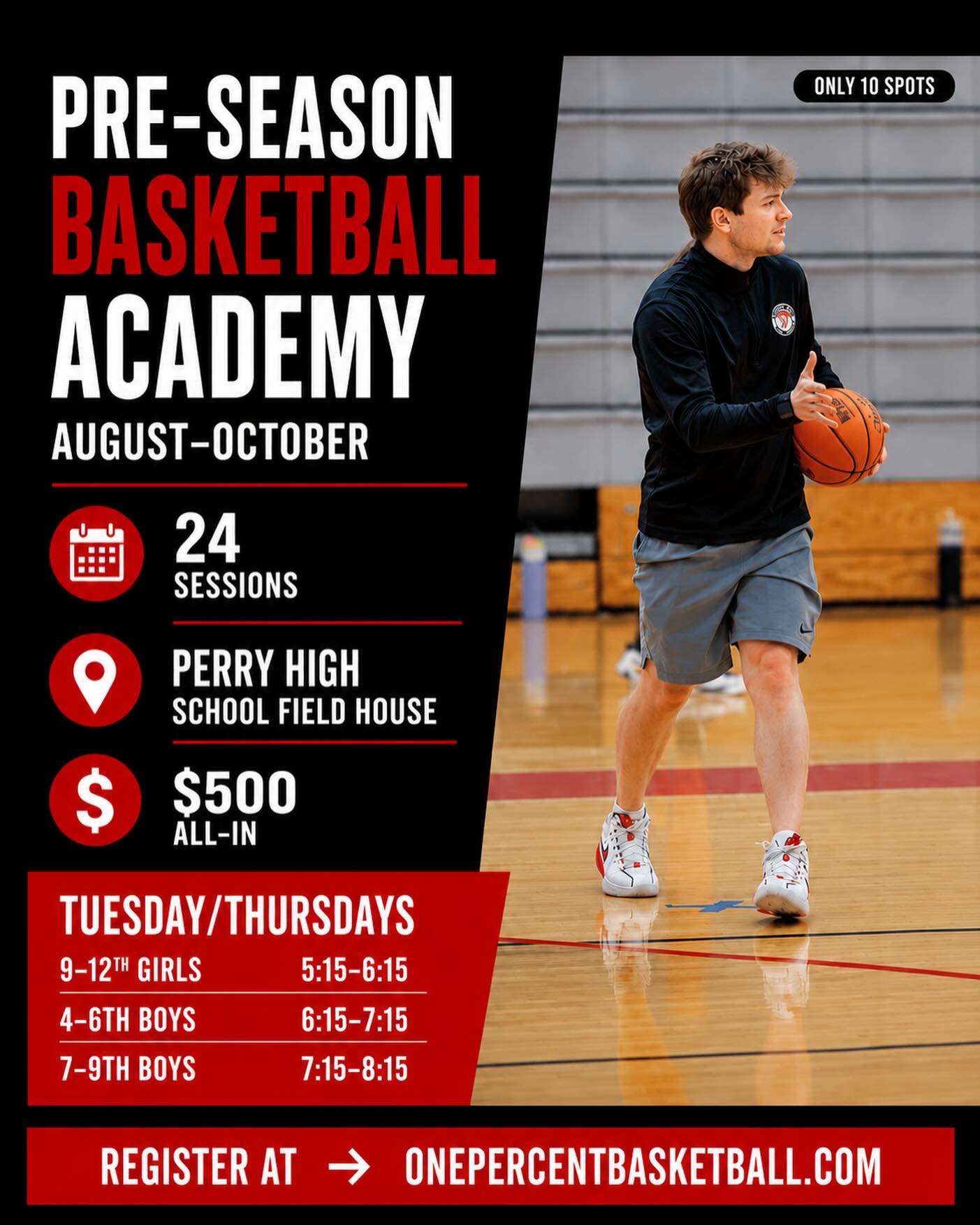 One Percent Basketball Facebook ad: Pre-Season Basketball Training