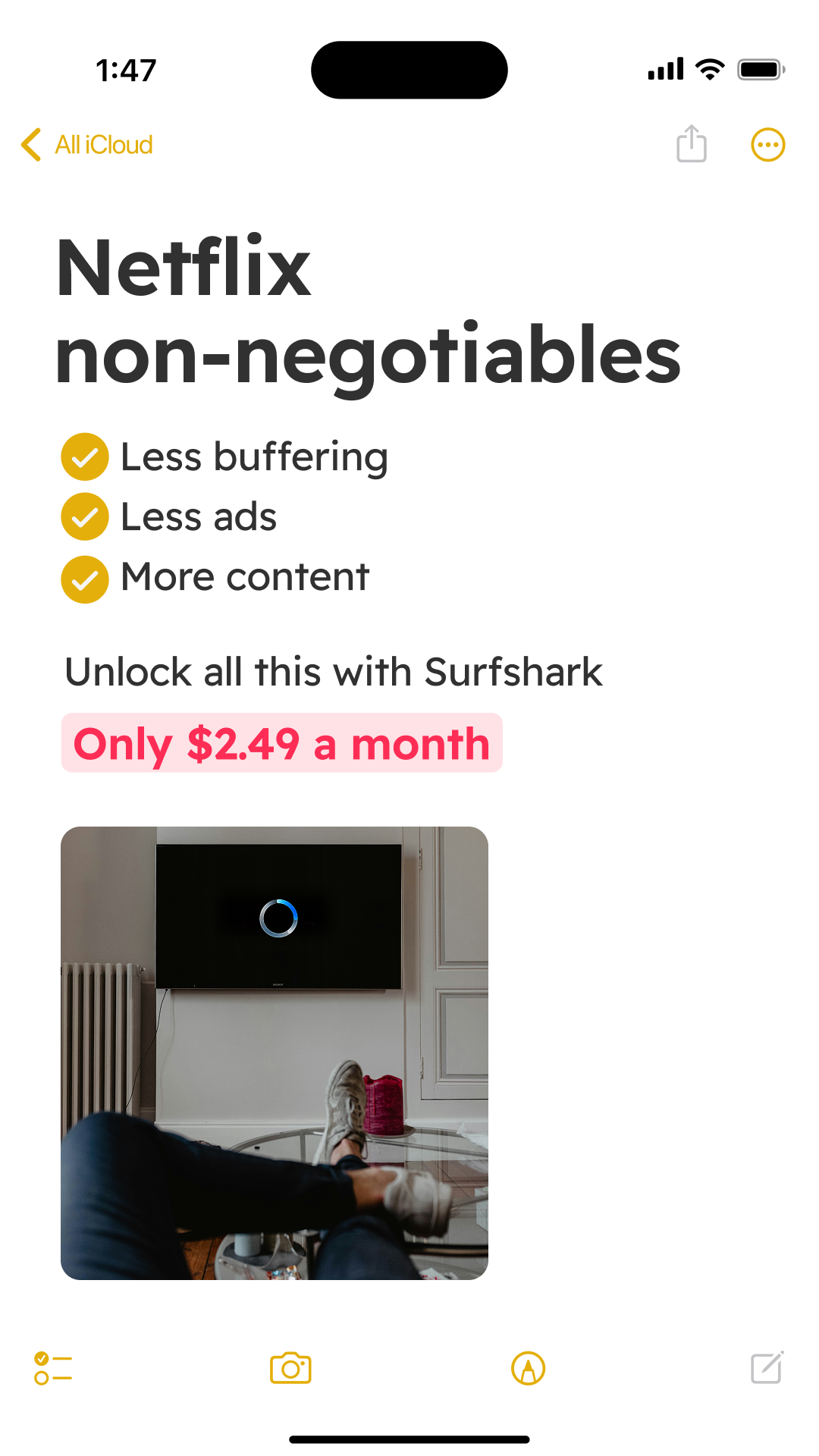Surfshark Facebook ad: Surfshark up to 85% off + 3 months extra