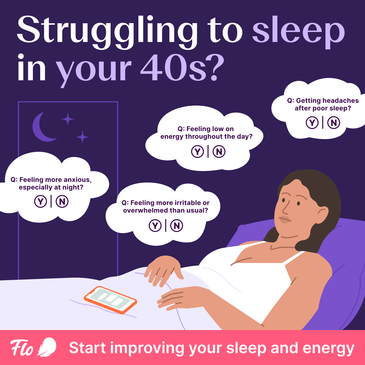 Flo Health App Facebook ad: Try Flo and never look back