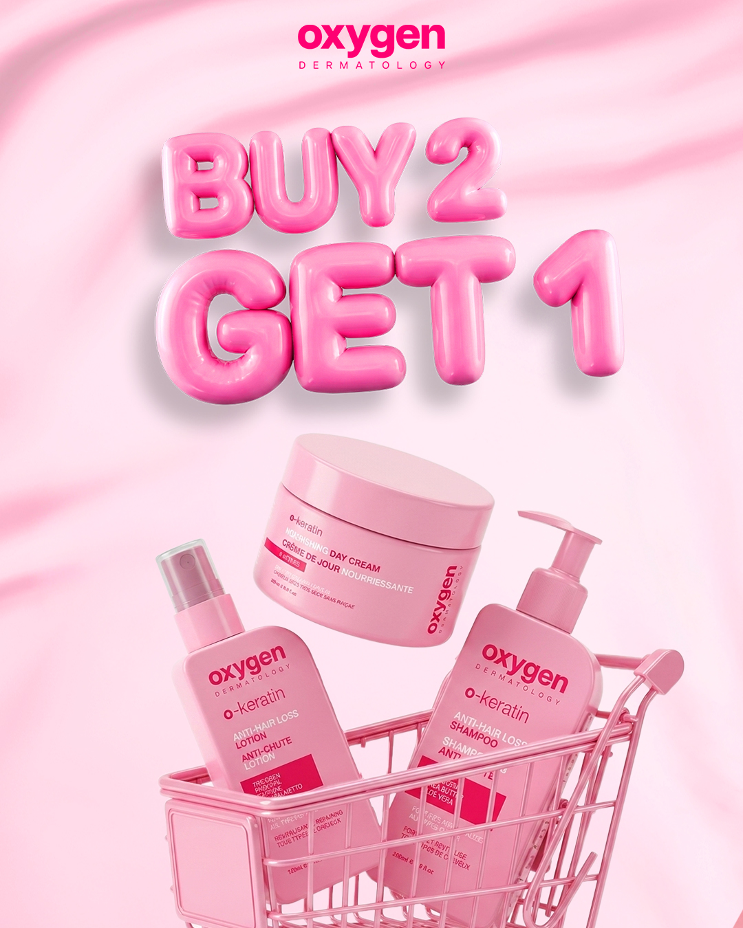 Oxygen Dermatology Facebook ad: ودعي تساقط الشعر!