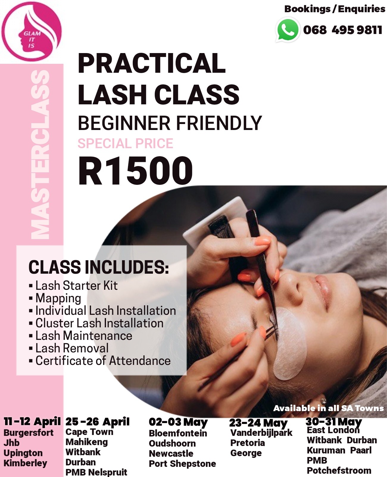 Glam It Is Facebook ad: 2026 Lash Training Schedule