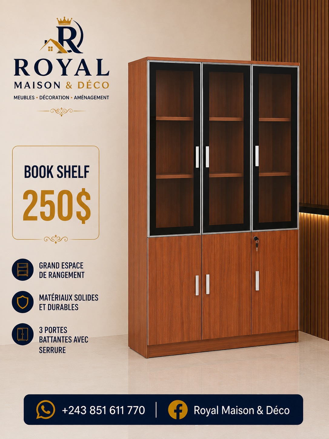 Royal Maison & Déco Facebook ad: Qualité, élégance, prix abordables